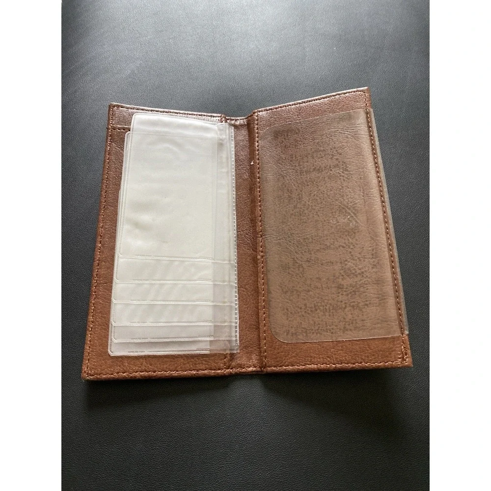 Brown Leather Bi-fold Wallet ID Card‎ Holder Cross